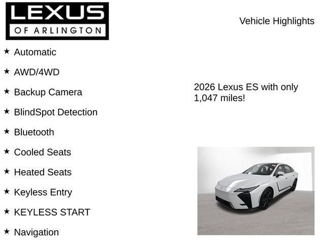 2026 Lexus ES 500e ES 500e Premium