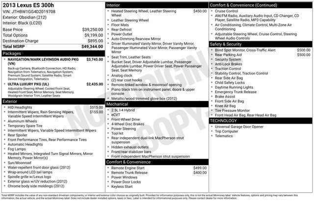 2013 Lexus ES 300h Hybrid