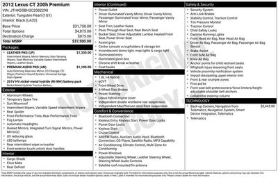 2012 Lexus CT 200h FWD 4dr Hybrid