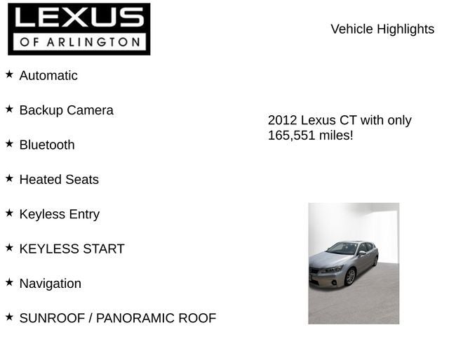 2012 Lexus CT 200h FWD 4dr Hybrid