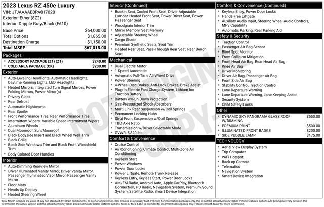 2023 Lexus RZ 450e RZ 450e Luxury