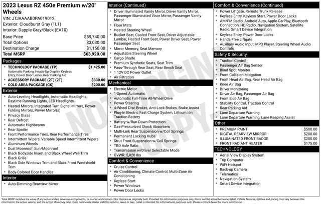 2023 Lexus RZ 450e 450e Premium