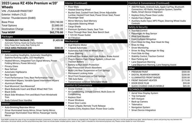 2023 Lexus RZ PREMIUM AWD