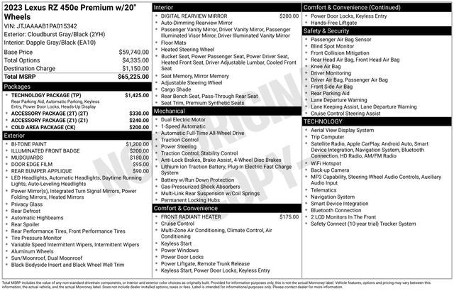 2023 Lexus RZ 450e RZ 450e Luxury