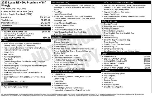 2023 Lexus RZ 450e RZ 450e Luxury