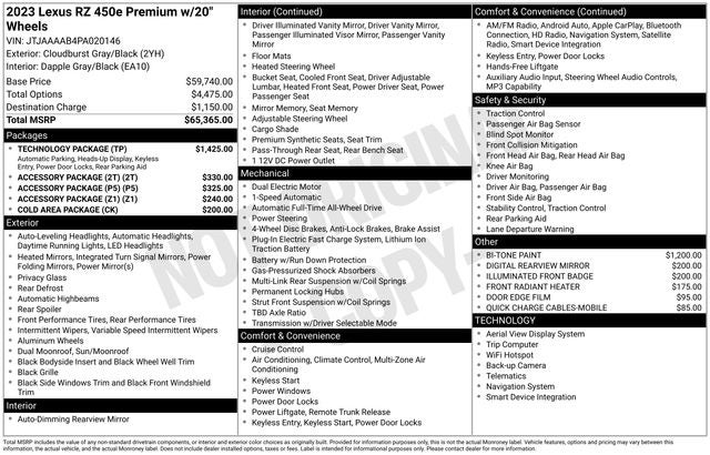 2023 Lexus RZ 450e RZ 450e Luxury