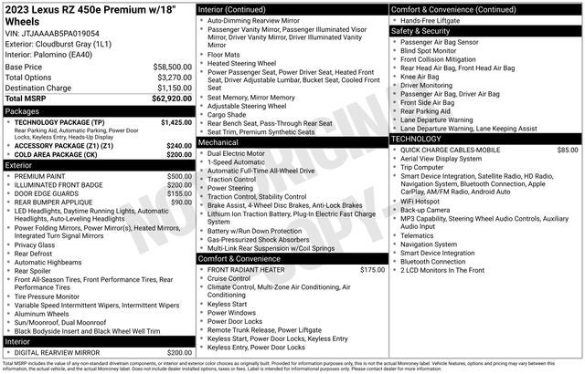 2023 Lexus RZ 450e RZ 450e Luxury