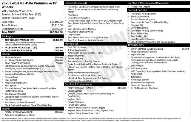 2023 Lexus RZ 450e RZ 450e Luxury