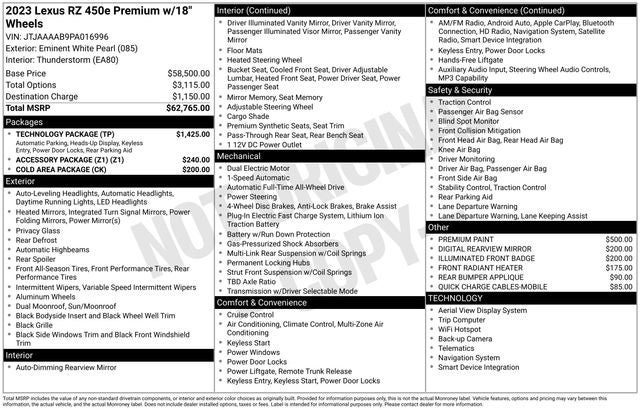 2023 Lexus RZ 450e Premium