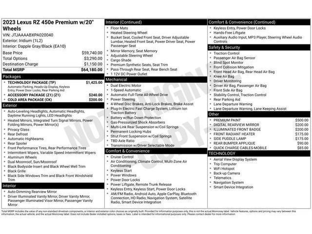 2023 Lexus RZ PREMIUM AWD
