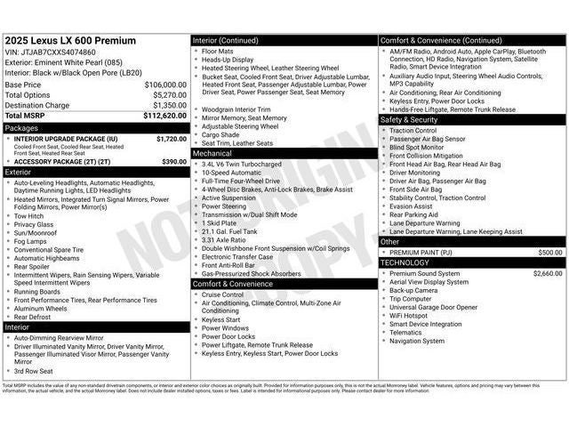 2025 Lexus LX 600 LX 600 Premium
