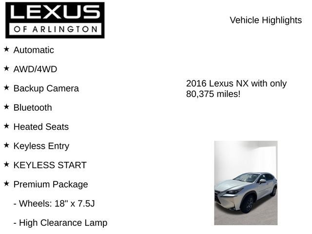 2016 Lexus NX 200t AWD 4dr