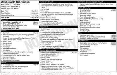 2026 Lexus NX 350h PREMIUM
