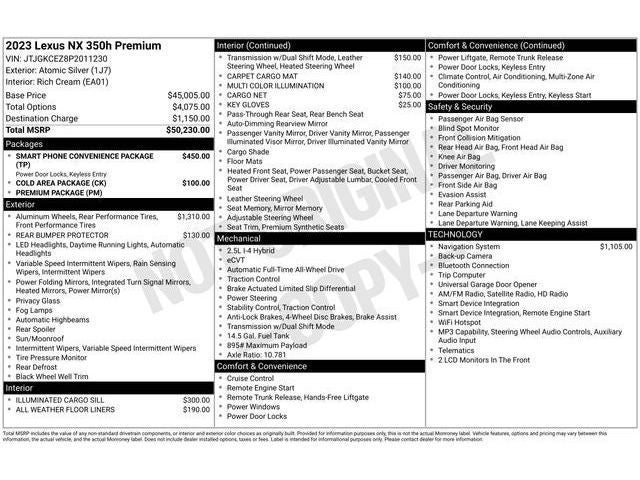 2023 Lexus NX NX 350h Premium