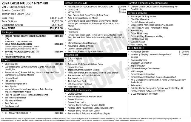 2024 Lexus NX NX 350h Premium