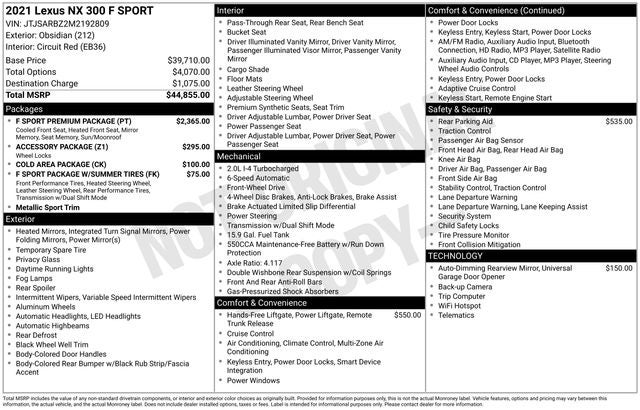 2021 Lexus NX 300 F Sport