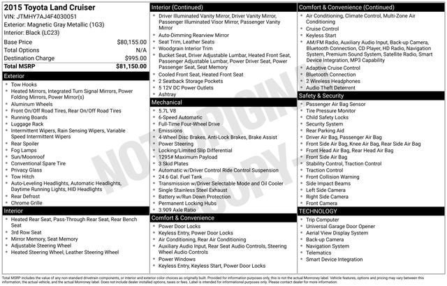 2015 Toyota Land Cruiser 4dr 4WD (Natl)
