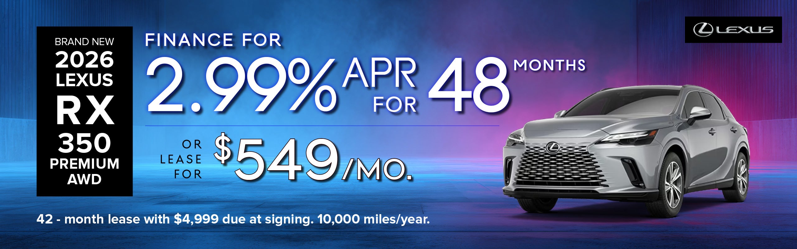 Brand New 2026 Lexus RX 350 Premium AWD