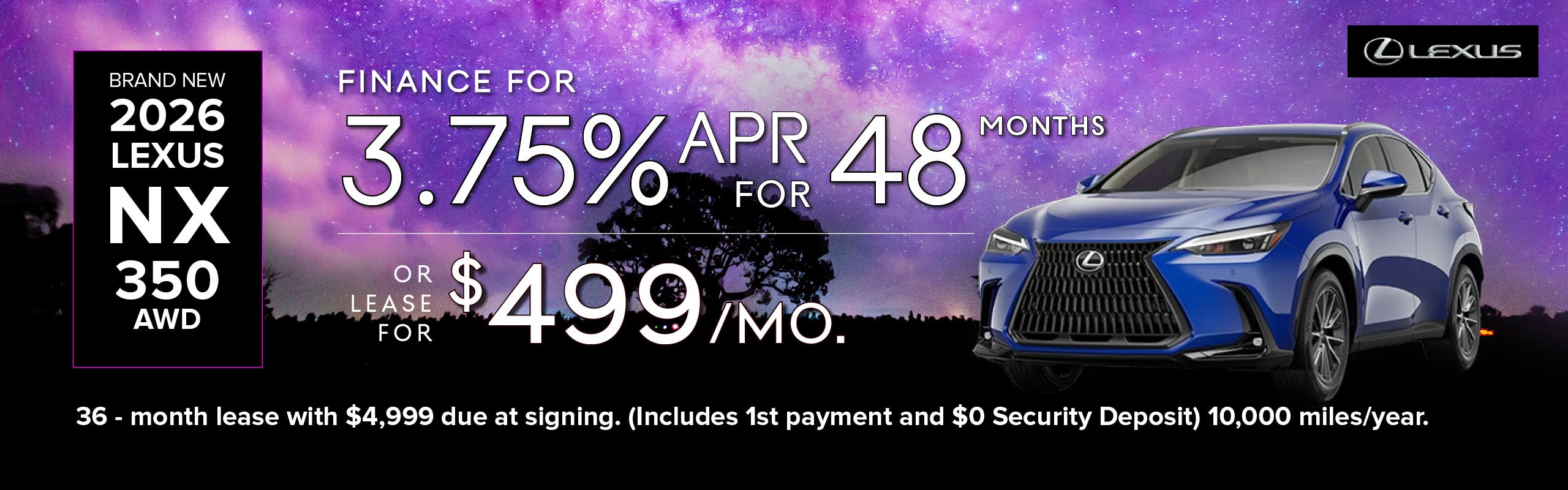 Brand New 2026 Lexus NX 350 AWD Finance for 3.75% APR for 4