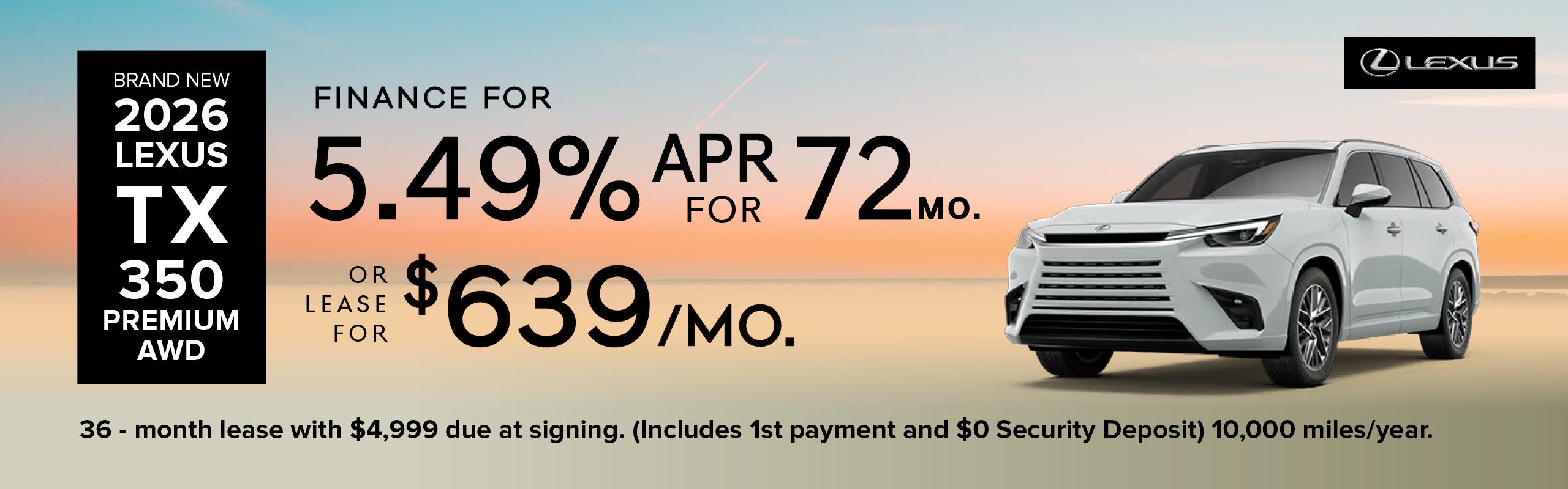 Brand New 2026 Lexus TX 350 Premium AWD